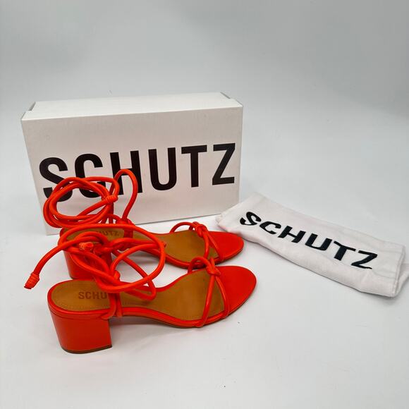 SCHUTZ Evereve New in Box Binky Mid Strappy Heel Sandal in Orange // 7.5 - Picture 5 of 13